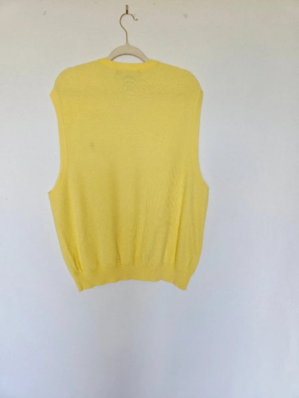 Vintage'90s Polo Golf Ralph Lauren Pony Cotton Vest V-Neck Waffle Knit Yellow